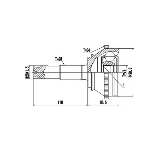 Homocinetica Fixa Fiat Ducato/boxer/jumper C/abs (aro 15) 2009/...  27 Int X 28 Externo