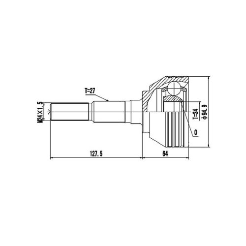 Homocinetica Fixa S10/blazer 2.8 98/... 4x4 ( 27 Dentes Externo X 34 Dentes Interno )