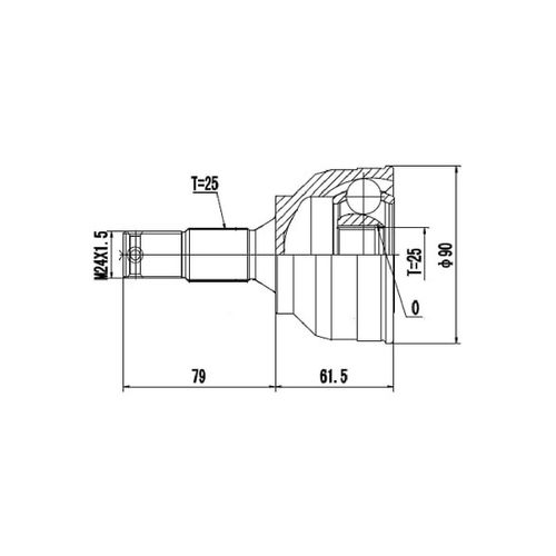 Homocinetica Fixa Peugeot Partner 1.8 Citroen Zx/berlingo 1.8 (int.25 Dentes/ext.25 Dentes)