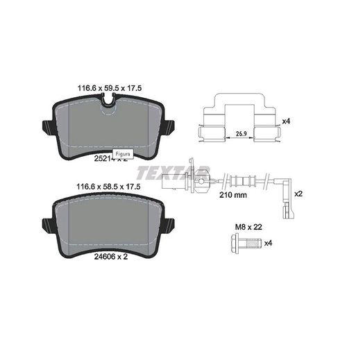 Pastilha Freio Audi 2015/.... Traseira (116,4 Mm)