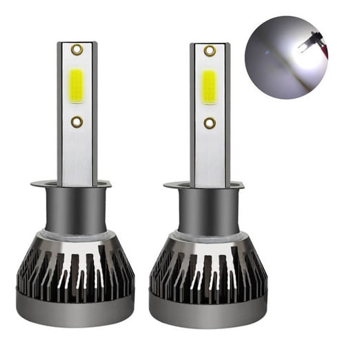Par Lâmpada Farol Milha Mini Super Led Cob 6000 Lúmens H1