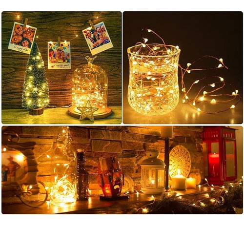 Fio De Fada 50 Leds 5m Cordão Luz Branco Quente Decoração