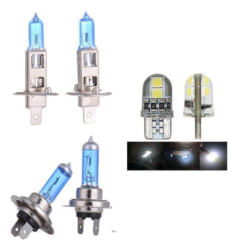 Kit Lâmpada Farol Alto Baixo E Lanterna Foco Duplo H1 H7 T10
