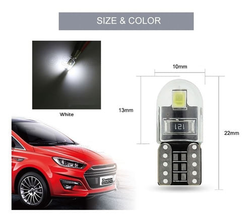 Par Pingo Vidro T10 2 Leds Placa Mala Teto Farolete Lanterna