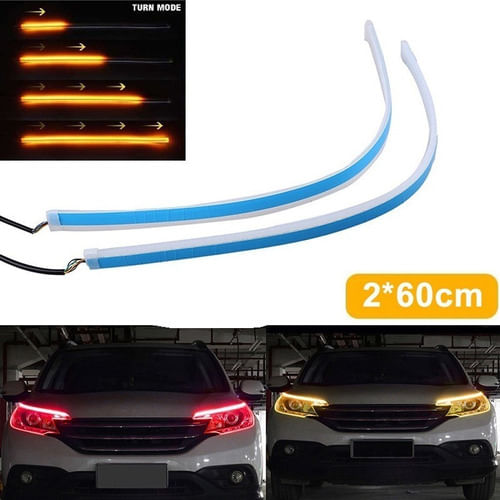 Par Fita Barra Led Sequencial Seta Lanterna Freio Drl 60cm