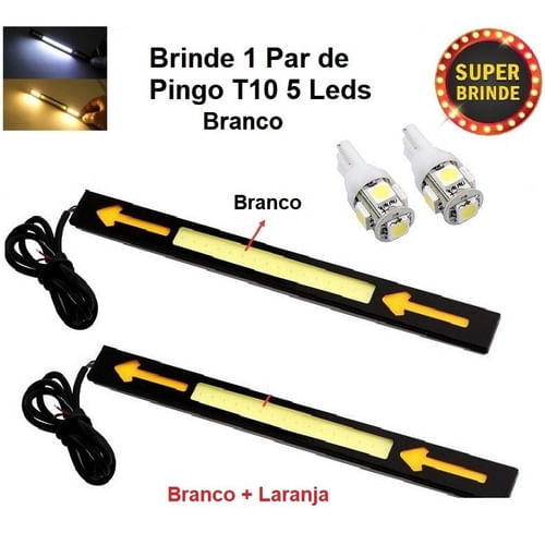 Par Barra Led Cob Luz Diurna Drl + Super Brinde Par De T10