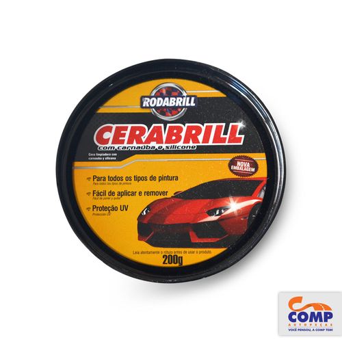Cera Automotiva Cerabrill com Carnaúba e Silicone Rodabrill 3901 Universal 200 g Fácil Aplicação Proteção UV + Brilho + Proteção