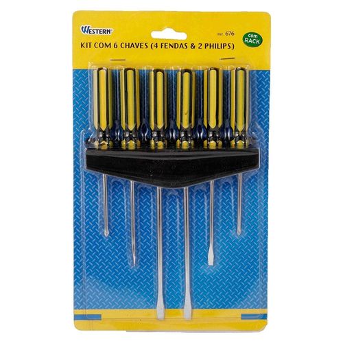 Jogo de Chaves Fenda e Philips com 6 peças WESTERN 676