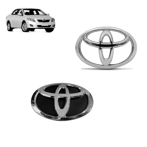 Kit Emblemas Logo Grade e Porta Malas Corolla 2009 até 2013