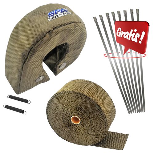 Protetor Térmico de Turbina Titanium Prime Series + Fita Térmica Titanium SPA 2" largura - 10m comprimento - GRÁTIS: 8 Abraçadeiras Zip Inox