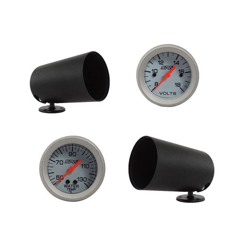 Voltímetro 8-18V - 52 MM + TERMÔMETRO DE TEMPERATURA DE ÁGUA 50-130C - 52 MM - SPA TURBO - BRANCOS + Suportes