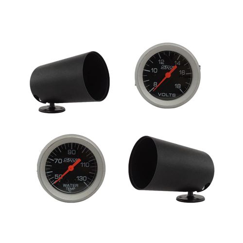 Voltímetro 8-18V - 52 MM + TERMÔMETRO DE TEMPERATURA DE ÁGUA 50-130C - 52 MM - SPA TURBO - PRETOS + Suportes