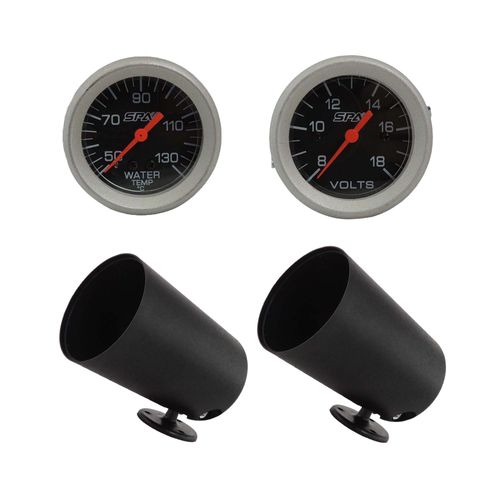 Termômetro de Temperatura de água 50-130C - 52 MM + Voltímetro 8-18V - 52 MM - SPA TURBO + Suportes giratório 360°