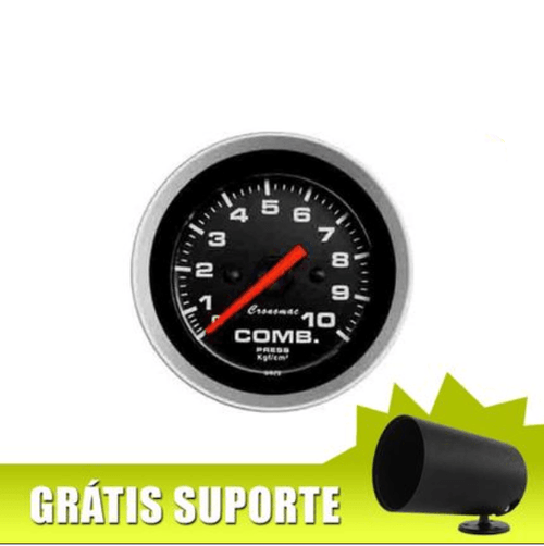 Manômetro de combustível Cronomac linha Sport 52mm - Diversas Escalas - GRÁTIS: Suporte de instrumento giratório 360°