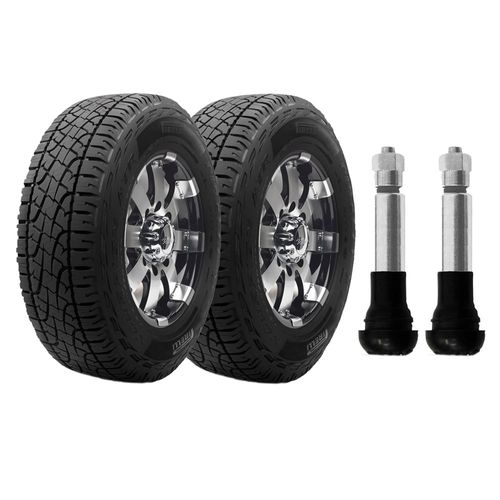 Kit com 2 pneus Pirelli aro 16 - 235/60R16 - Scorpion ATR Street - 100H e 2 bicos de pressão cromados para pneu