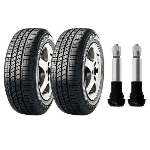 Kit com 2 pneus Pirelli aro 15 - 175/65R15 - Cinturato P4 - 84T e 2 bicos de pressão