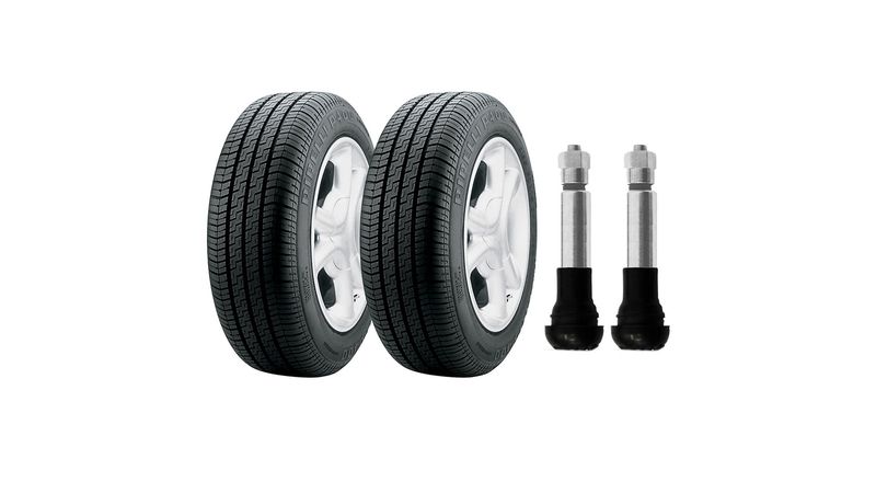 Kit com 2 pneus Pirelli aro 13 165 70R13 P400 78T e 2 bicos