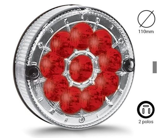LANTERNA TR CARRETA 110MM 10 LEDs 24V CRISTAL