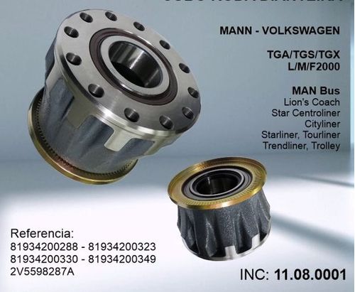 CUBO RODA DT VW MAN TGX 24280/26280/METEOR C/ROLAMENTO