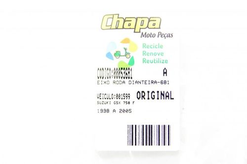 Eixo Roda Dianteira Suzuki Gsx 750 F Gsx750f 98-05