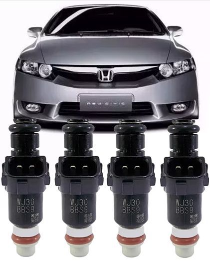Kit com 4 Bico Injetor New Civic 1.8 16V Gasolina 2006 2007 2008 6 Furos