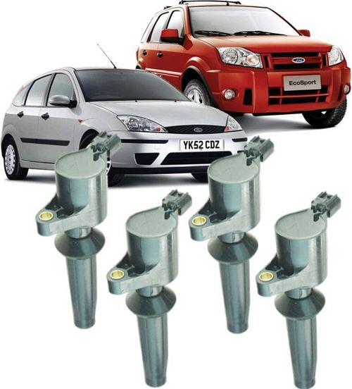Kit 4 Bobina de Ignicao Ford Focus e Ecosport Motor 2.0 Duratec apos 2009
