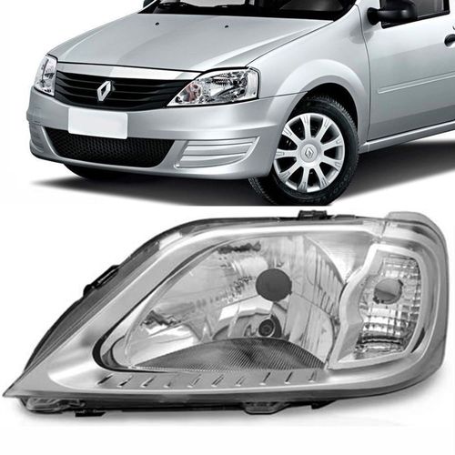Farol Principal Cromado Renault Logan 2007 até 2010