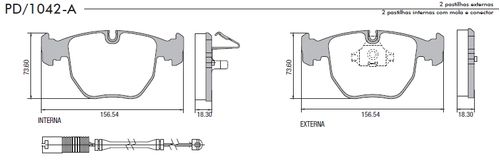 PASTILHA DE FREIO GM - VECTRA 1.8/2.0 93/96; VECTRA 2.0/2.2 97/; ASTRA 2.0 99/; ZAFIRA 2.0 02/06 (25 INT X 34 EXT)