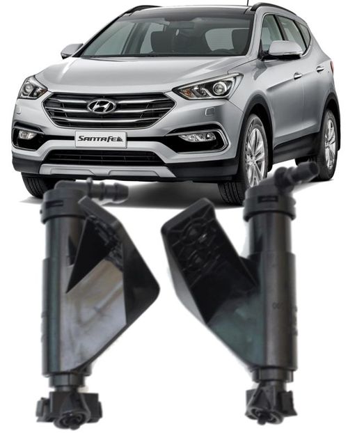 Par de Esguicho Lavador do Farol Hyundai Santa Fé 3.3 V6 de 2014 À 2018