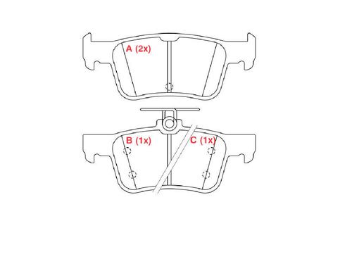 Pastilha de Freio Traseira Ford Fusion 2013 - 123 x 48,5 x 15 / 123 x 53,3 x 15