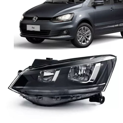 FAROL ESQUERDO FOX 2015/2022 MANUAL FRISO PRETO