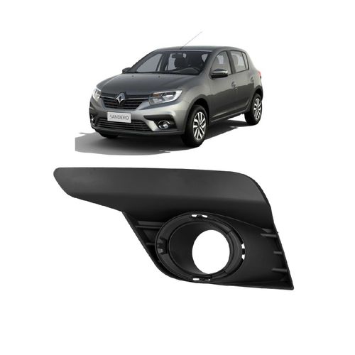 GRADE MOLDURA FAROL AUXILIAR MILHA LADO ESQUERDO RENAULT SANDERO LOGAN 2020/2023 COM FURO SEM FRISO
