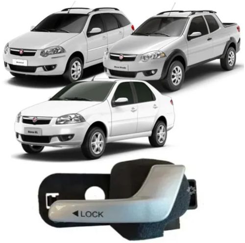 MACANETA INTERNA DIANTEIRA DIREITA FIAT PALIO 2008/11 PRATA