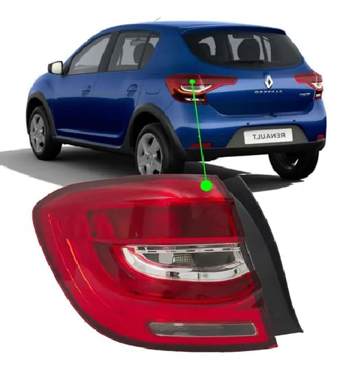 LANTERNA TRASEIRA ESQUERDA SANDERO 20/23 VERMELHA/CRISTAL COM LED