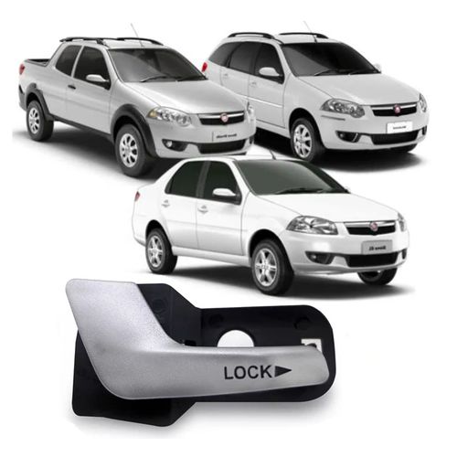 MACANETA INTERNA DIANTEIRA ESQUERDA FIAT PALIO 2008/11 PRATA