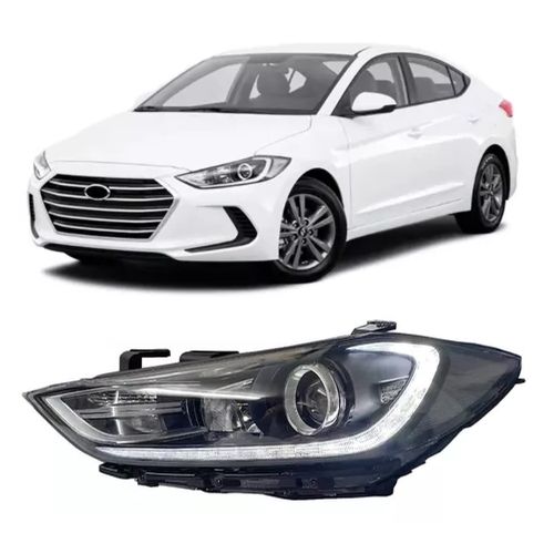 FAROL DIANTEIRO ESQUERDO ELANTRA 17/18 ELÉTRICO /COM LED