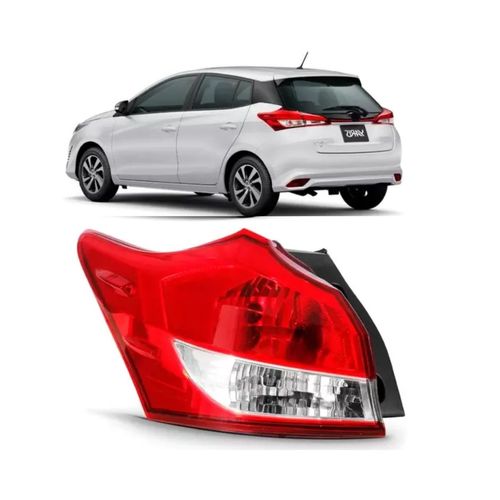 LANTERNA TRASEIRA ESQUERDA YARIS HATCH COM LED COM BORDA FUME 2018/2019/2020/2021/2022