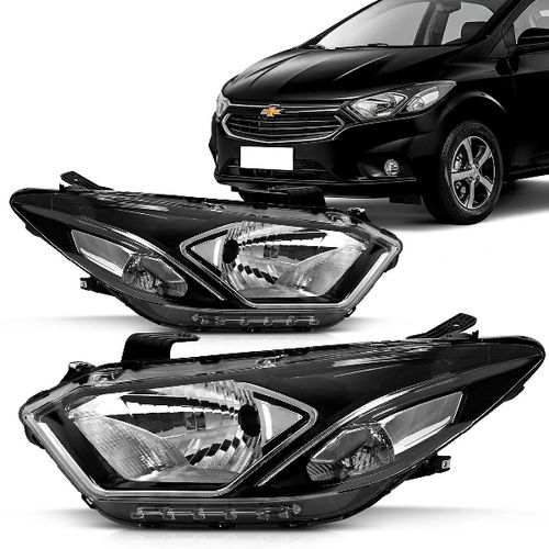FAROL ESQUERDO ONIX/PRISMA LT 17/20 MANUAL FRISO CROMO C/LED