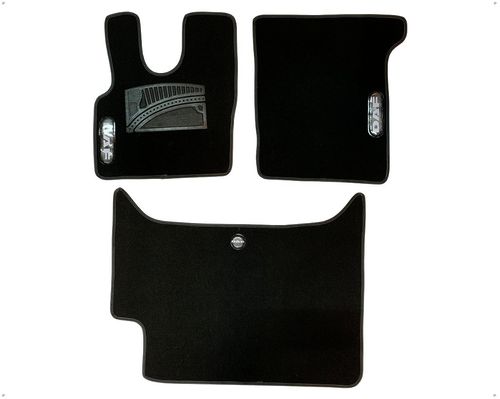 Jogo 3 Peças Carpete Aveludado com Velcro Preto Com Vies Preto para Caminhão Daf Xf