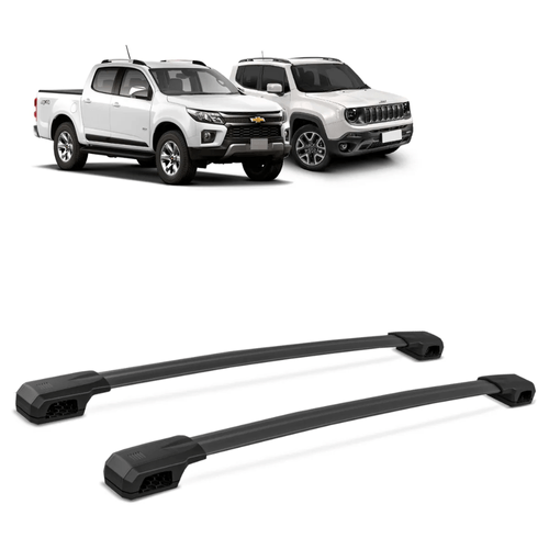 RACK DE TETO TRAVESSA S10 HILUX RENEGADE SPIN PRETO ALUMINIO BEPO