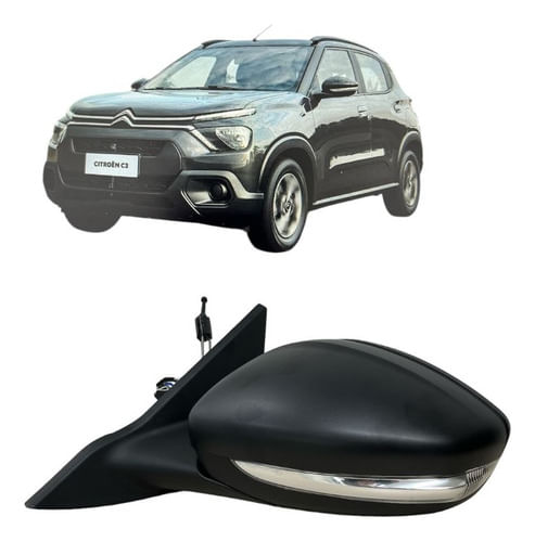 Retrovisor Citroen C3/ C3 Aircross Mecanico Fosco Passageiro