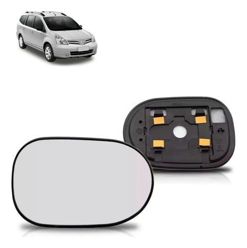 Lente Vidro Retrovisor Nissan Livina 2009 - Lado Passageiro