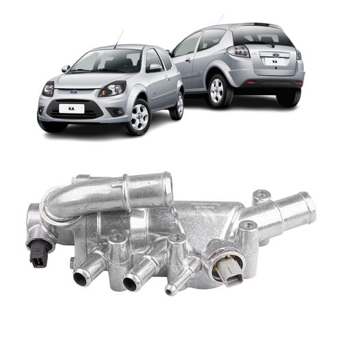 VÁLVULA TERMOSTÁTICA COM CARCAÇA EM ALUMINIO FORD KA 1.0 1.6 8V FLEX - 2008 A 2013 COURIER 1.6 FLEX - 2007 A 2013