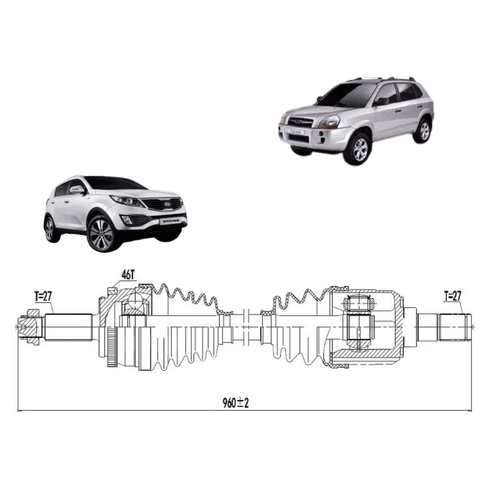 Semi Eixo Hyndai i30 Tucson Kia Sportage ( 2.0 16V Direito )