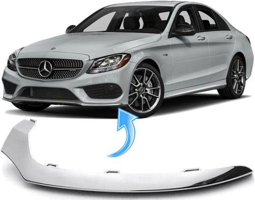 Friso Parachoque Dianteiro Mercedes C250 C300 Sport De 2015 À 2018 Cromado - Esquerdo