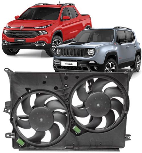 Eletroventilador Conjunto de Ventoinha Toro Compass e Renegade 2.0 16V Turbo Diesel de 2016 À 2023