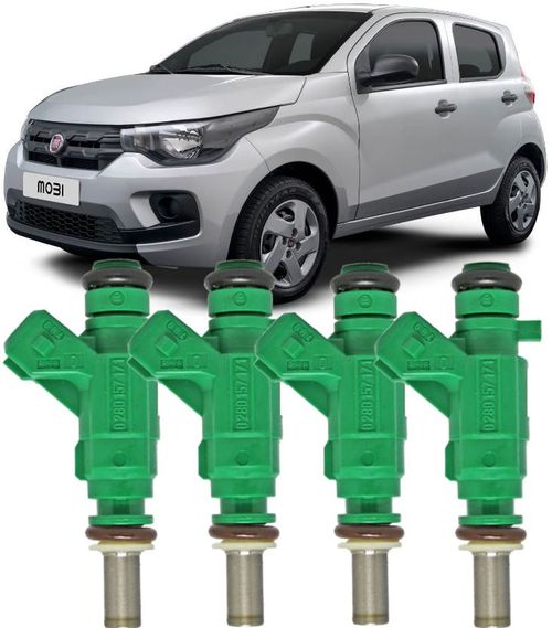 Kit 4 Bico Injetor Fiat Mobi 1.0 4Cc Fire Flex de 2016 a 2023