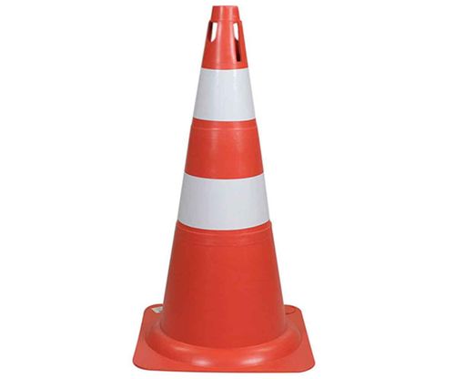 Cone sinalizador 75 centímetros laranja e branco - Plastc