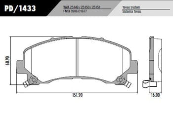 Pastilha de freio dianteiro pd1433 gm s10, trailblazer / UN / Frasle