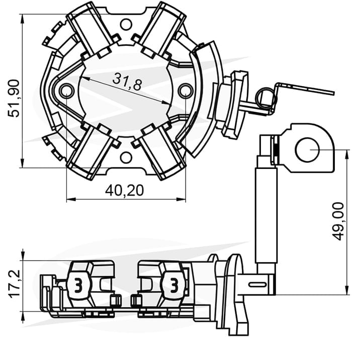 Porta escova partida bosch unifap uf-1.316/4